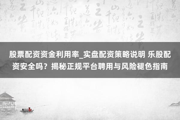 股票配资资金利用率_实盘配资策略说明 乐股配资安全吗?揭秘正规平台聘用与风险褪色指南