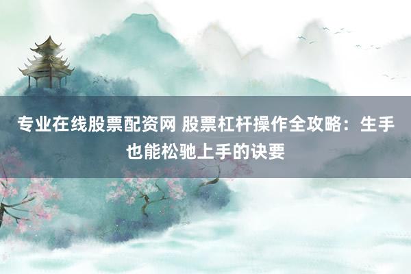 专业在线股票配资网 股票杠杆操作全攻略：生手也能松驰上手的诀要
