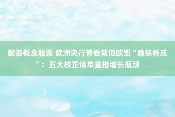配资概念股票 欧洲央行管委敦促欧盟“膺惩看成”:五大校正清单直指增长瓶颈