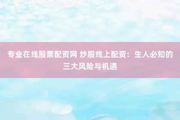 专业在线股票配资网 炒股线上配资：生人必知的三大风险与机遇